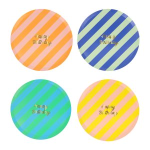Stripe Happy Birthday Side Plates