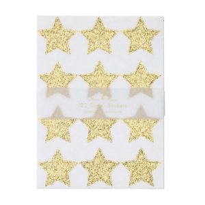GOLD GLITTER STARS STICKER SHEETS