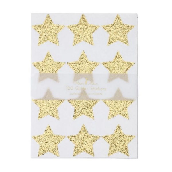 GOLD GLITTER STARS STICKER SHEETS