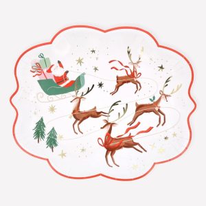 Santa Sleigh Reindeer plates