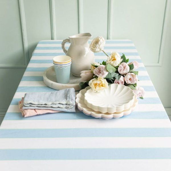 pale blue stripe tablecloth - Imagen 2