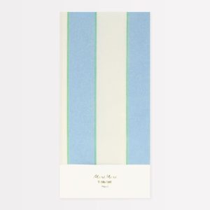 pale blue stripe tablecloth