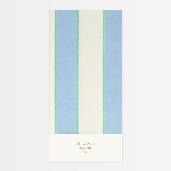 pale blue stripe tablecloth
